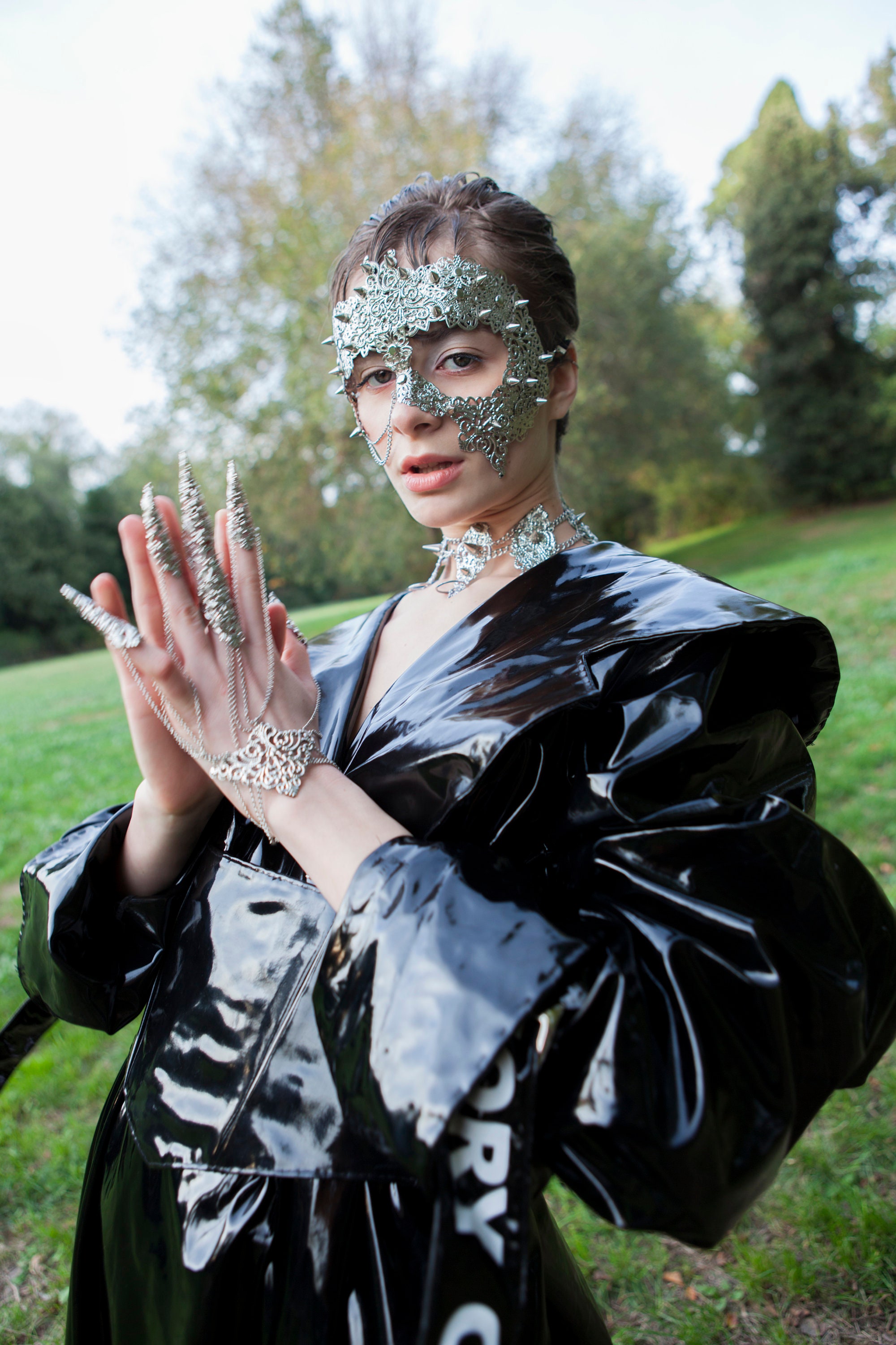 Oversized 80s Kimono Pvc Glossy Vinyl Coat Jacket With Corset Belt