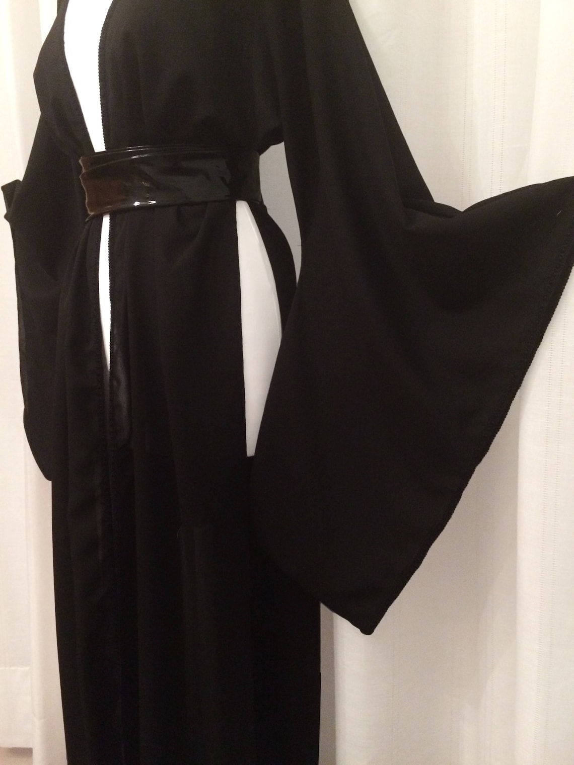 Nairobi Satin Open Front Kimono Long Kimono - Black Blend Ships 5/4