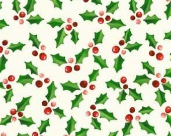 Holly & Berries, Christmas Darlings, Under The Mistletoe, Michael Miller, Quilting Cotton Fabric