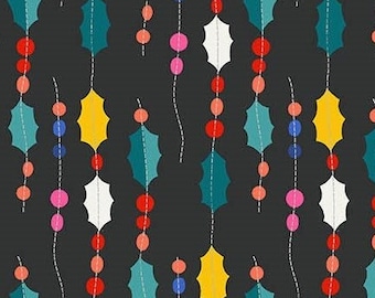 Peppermint Garland Black, Christmas fabric, Figo, Quilting cotton