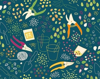 Grow Sow, Garden fabric, Flower Floral, Springtime, Figo Fabric, Quilting Cotton Fabric