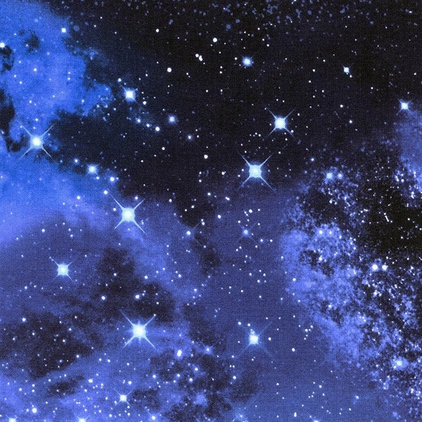 Galaxy Space Fabric, Star Fabric, Black & Blue Fabric, Navy, Universe Fabric, Quilting Cotton Fabric