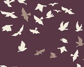 Maroon Bird Fabric Dark, Aves Chatter Dim, Art Gallery