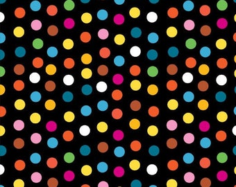 Silly Rainbow Dots Black, Michael Miller, Quilting Cotton Fabric