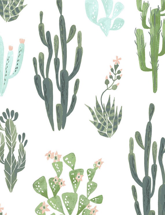 Large Cactus Pattern Fabric