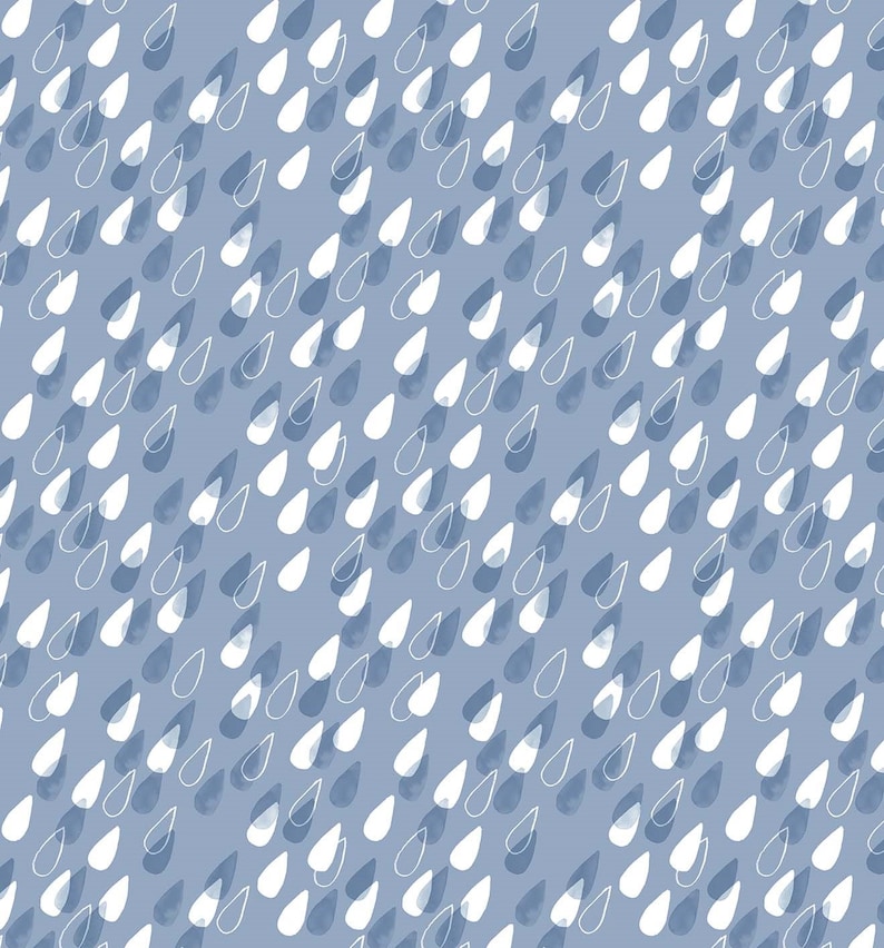 Blue and White Rain Fabric Rain Fabric Raindrop Fabric - Etsy