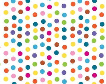 Silly Rainbow Dots White, Michael Miller, Quilting Cotton Fabric