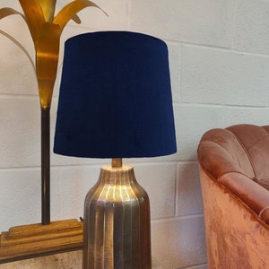 Navy Blue French Drum Lampshade in Velvet Conical Tapered Lamp Shade