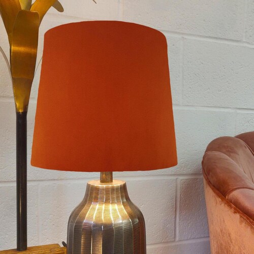 Burnt Orange French Drum Lampshade in Velvet Conical Tapered Etsy UK