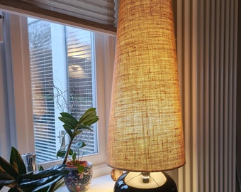 Natural Hessian Extra Tall Cone Lampshade, Conical Fat Lamp Shade