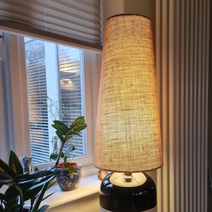 Natural Hessian Extra Tall Cone Lampshade, Conical Fat Lamp Shade