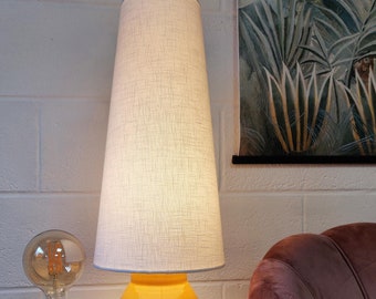 White Extra Tall Cone Lampshade in Linen, Conical Fat Lamp Shade