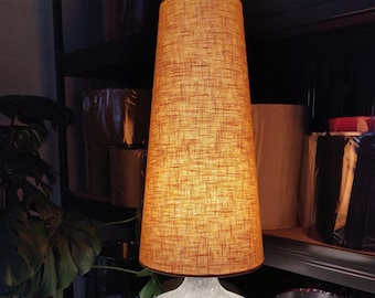 Mustard Extra Tall Cone Lampshade in Linen, Conical Fat Lamp Shade