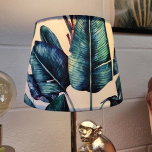 Tropical Leaves Tapered Lampshade in White Velvet