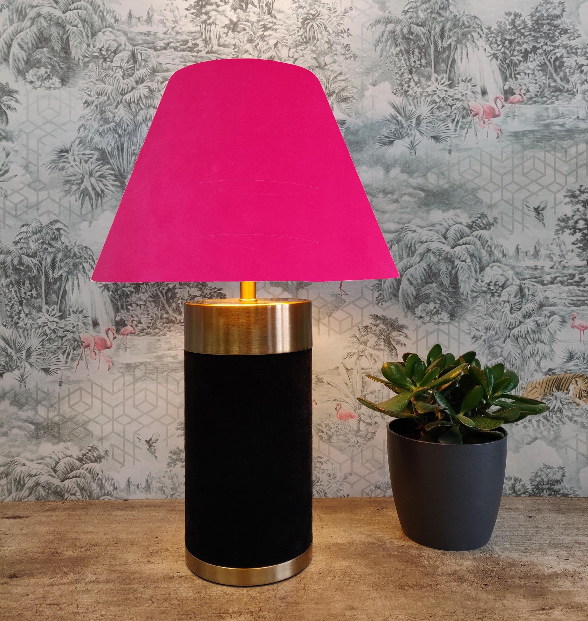 Cerise Pink Empire Lampshade in Velvet Conical Tapered Lamp Shade