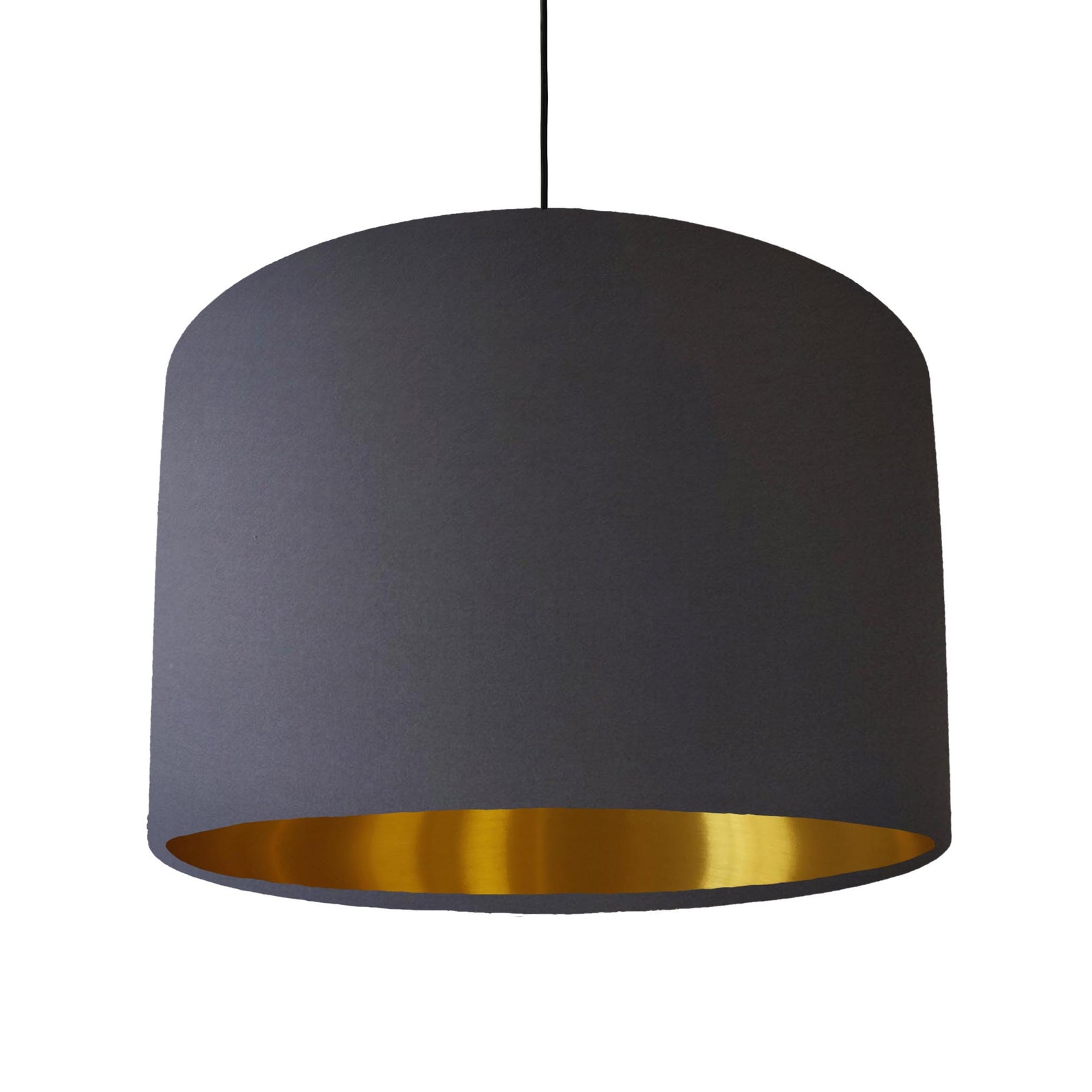 Dark Grey Lampshade in Cotton with Gold Lining Etsy