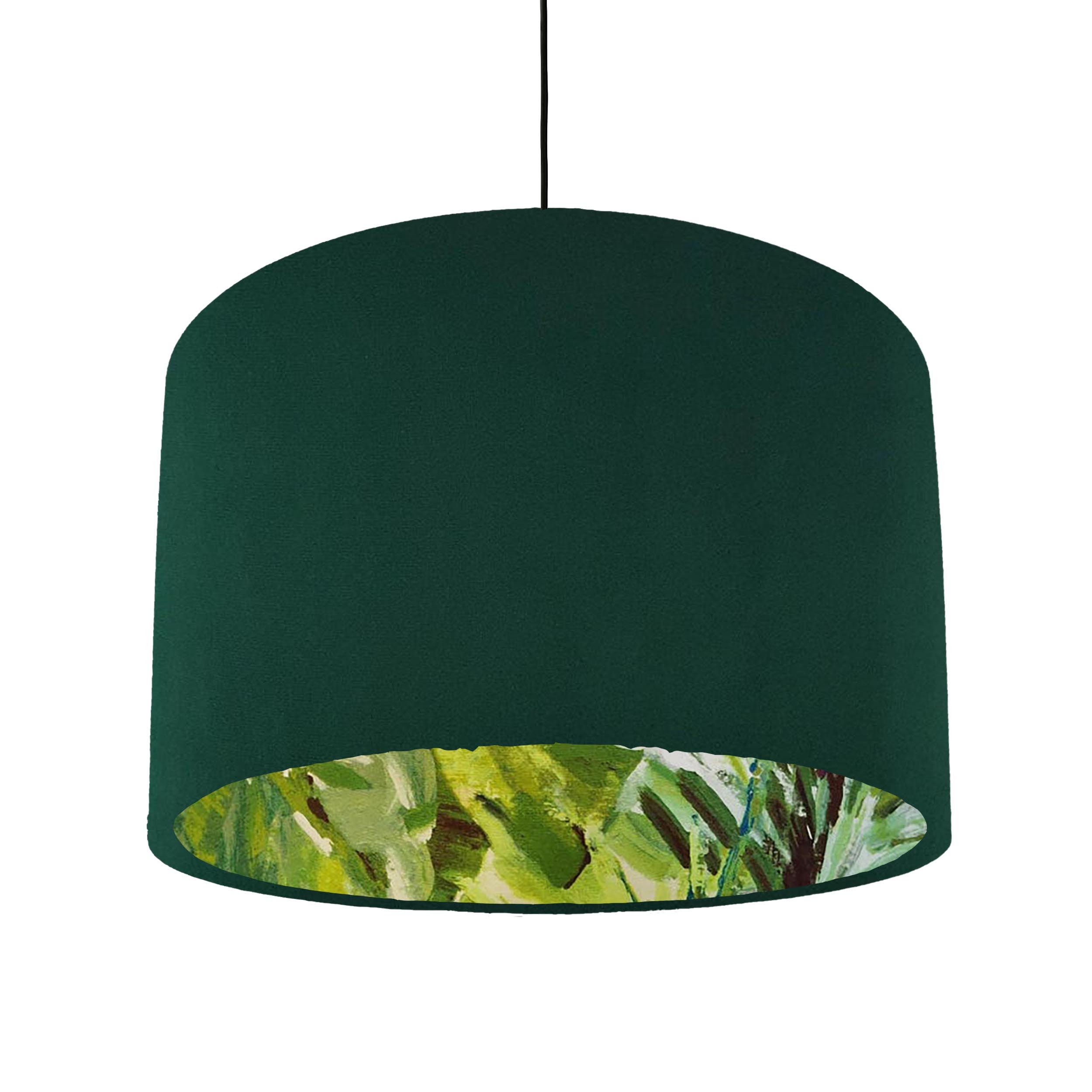 Green Lampshade in Velvet With Botanical Lining Tropical Etsy UK
