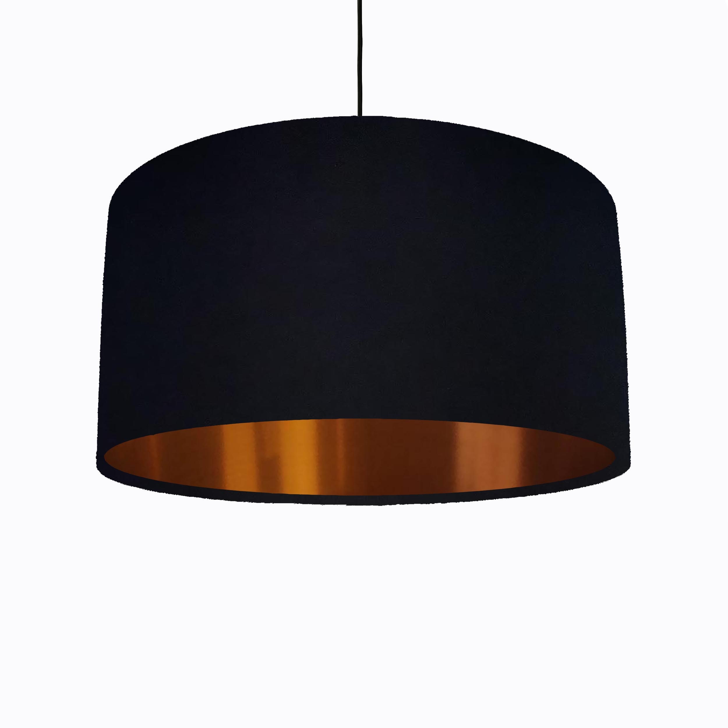 Oval Lampshade Balck Velvet Fabric with a Brushed Copper Metallic Lining 