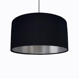 Black Lampshade in Cotton with Silver Lining