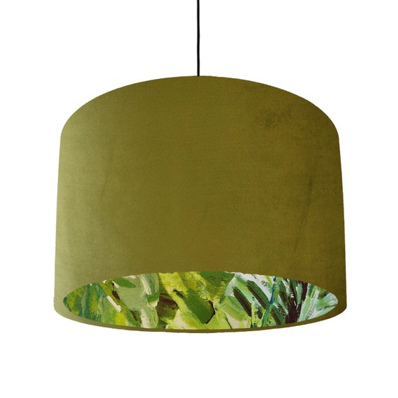 Olive green velvet on sale lampshade