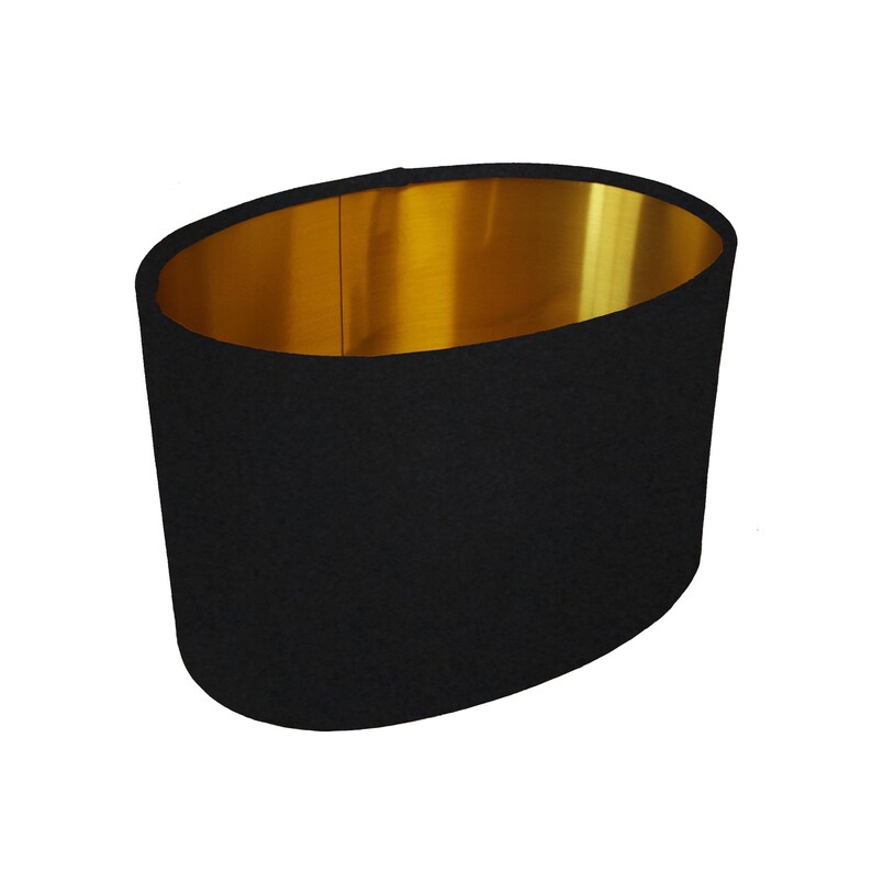 Black Oval Lampshade in Cotton with Gold Lining Etsy