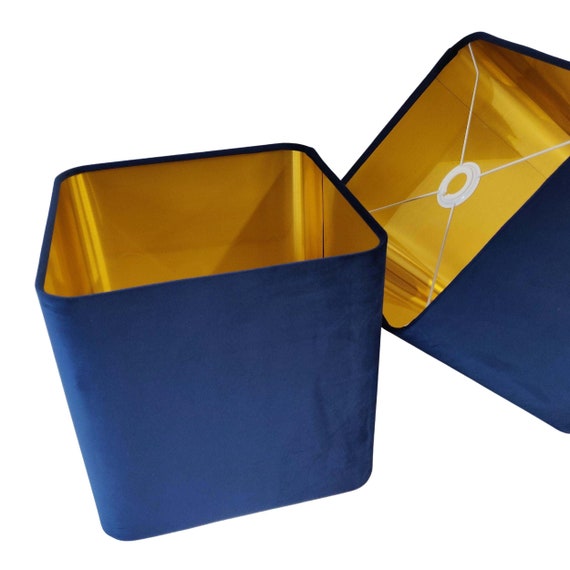 Navy lampshade with gold lining deals
