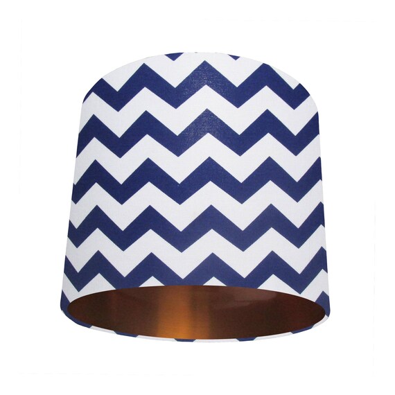 Navy Blue Zig Zagetallic Copper Lampshade Image 0