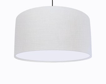 White Lampshade in Linen with White Lining, Large Pure White Lightshade