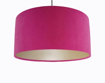 Pink Lampshade in Velvet with Champagne Lining