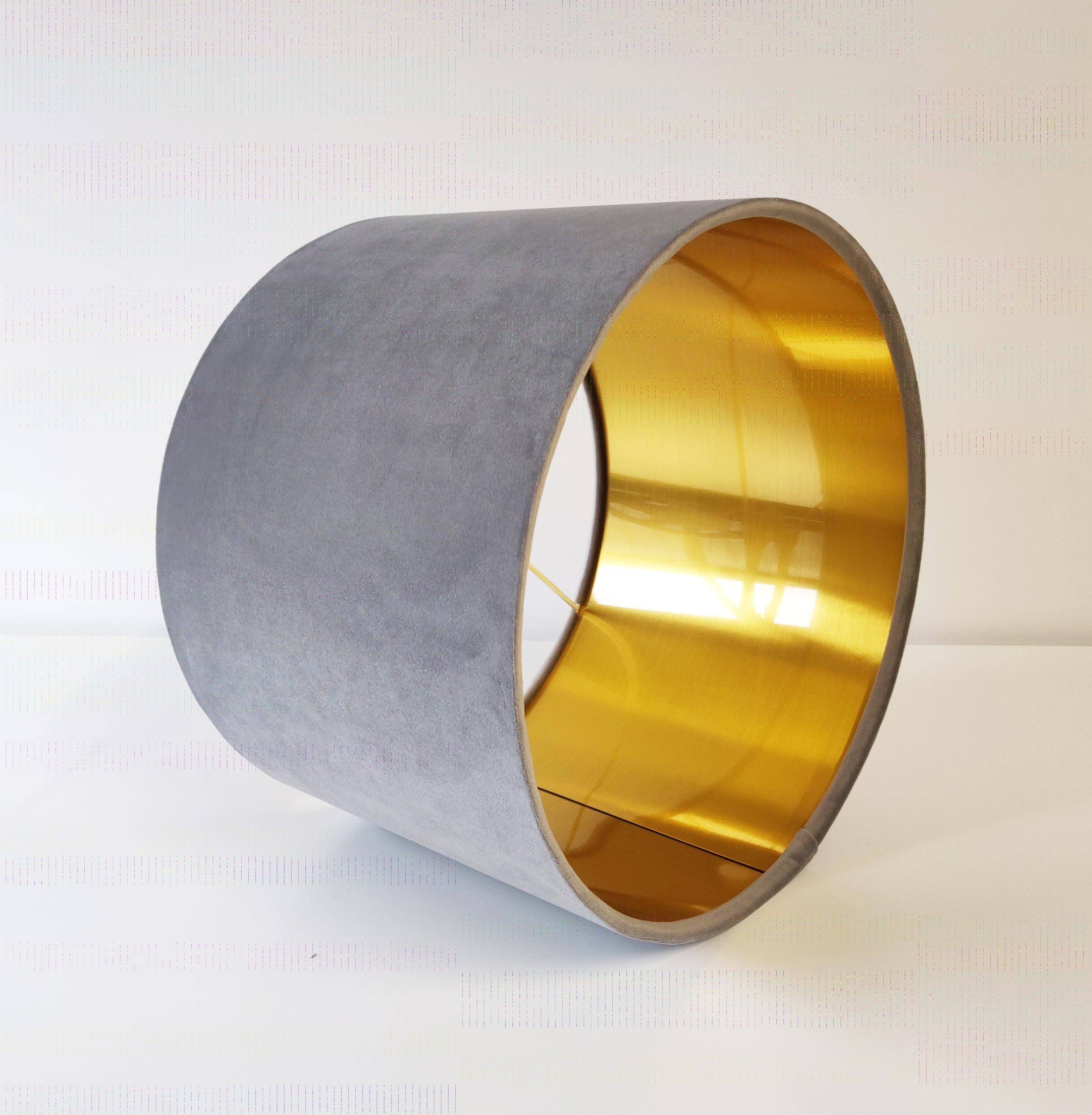 Light Grey Lampshade in Velvet With Gold Lining Etsy UK