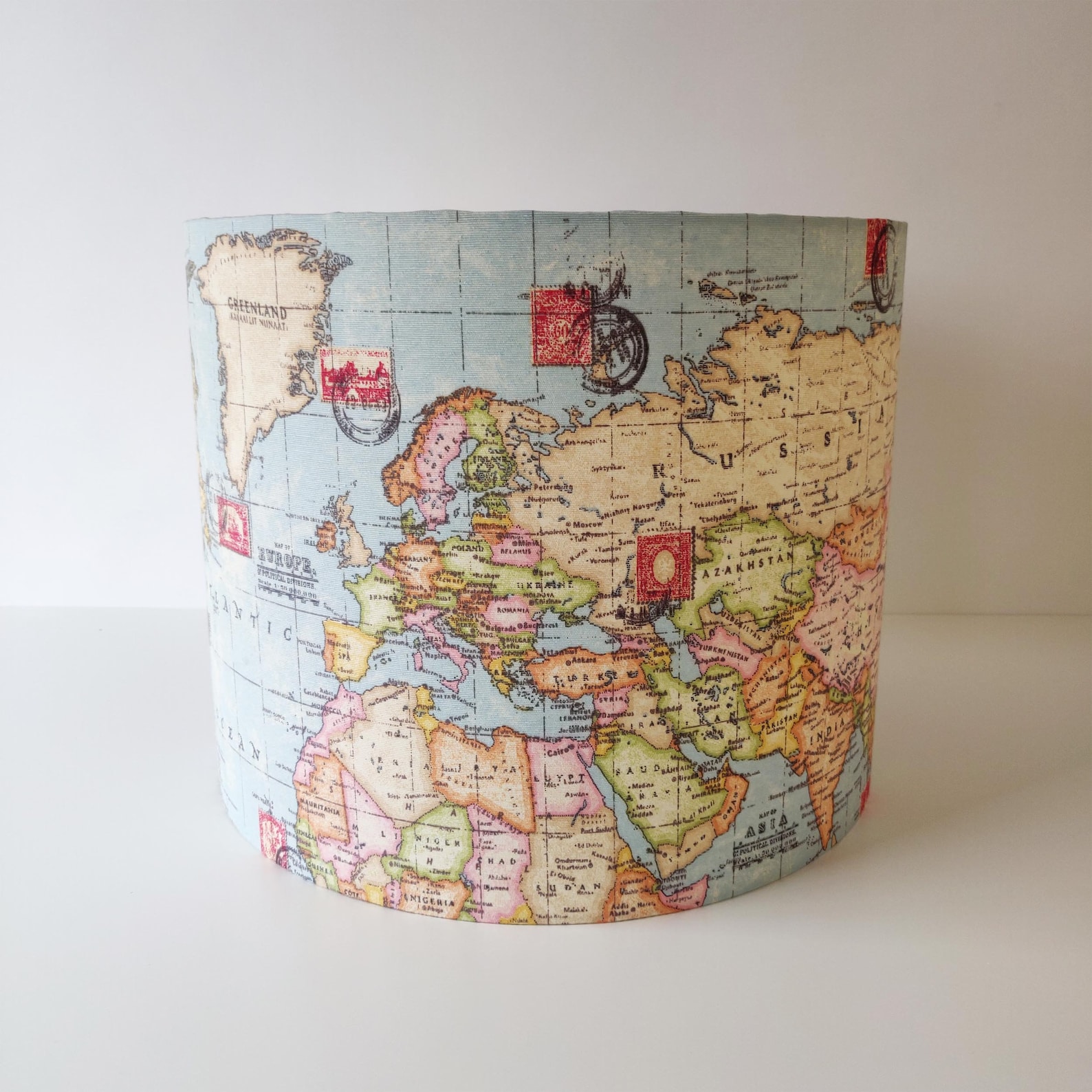 World Map Lampshade with Copper Lining Etsy