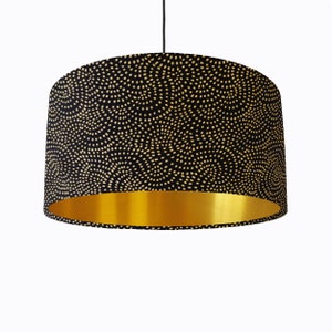 Black and Gold Lampshade with Metallic Swirls