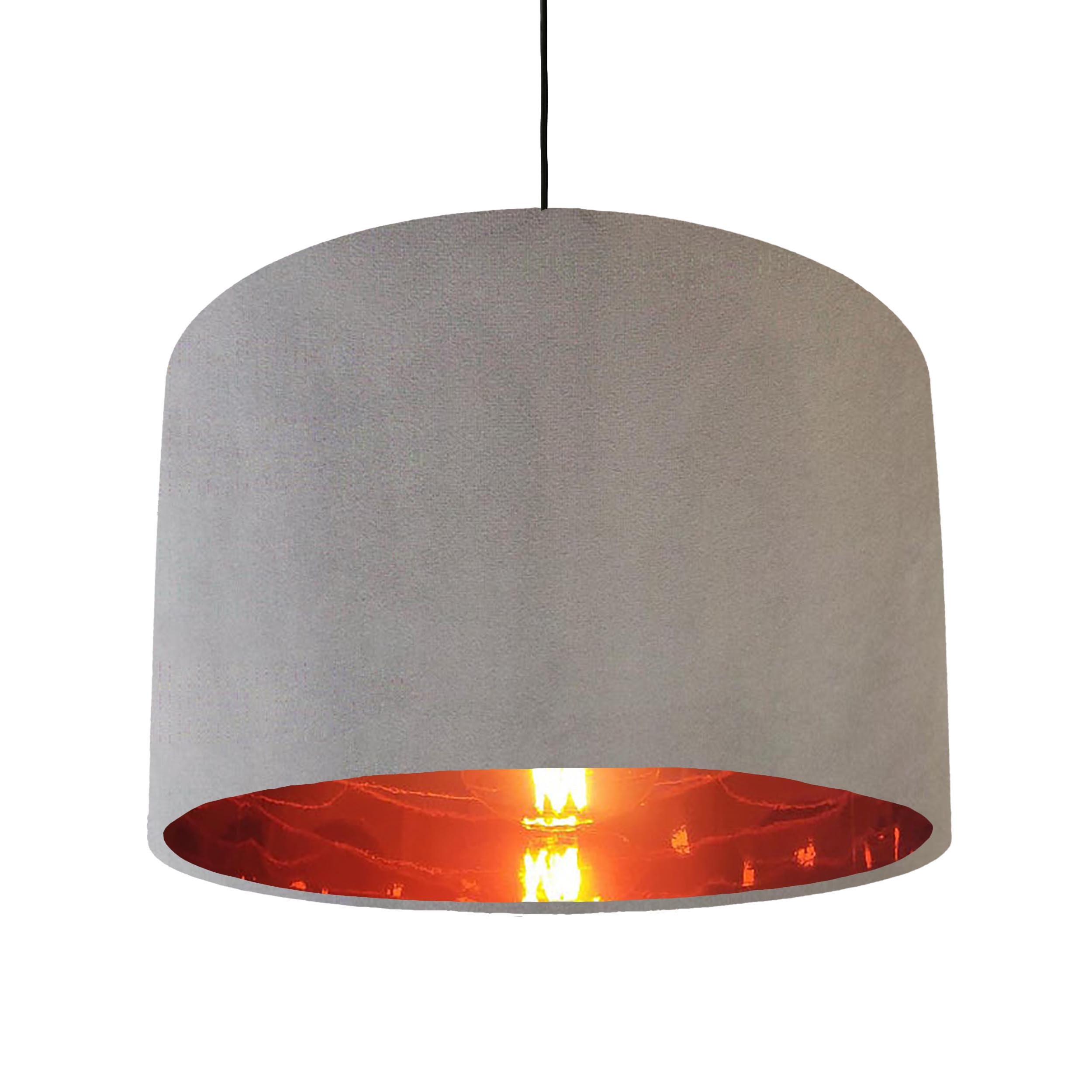 Light Grey Lampshade in Velvet with Bright Copper Lining Etsy