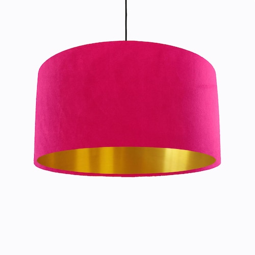 Solid Plain Raspberry Pink Fabric Drum Lampshade Ceiling Shade Lightshade 