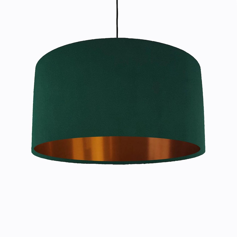 Green Lampshade in Velvet With Copper Lining Etsy UK