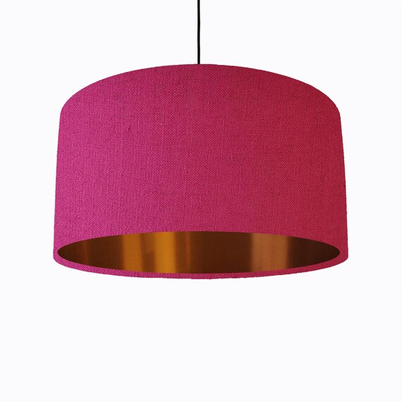 Pink Lampshade in Linen With Copper Lining Etsy Australia