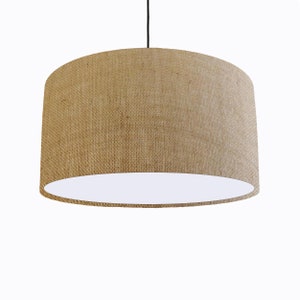 Natural Hessian Lampshade with White Lining