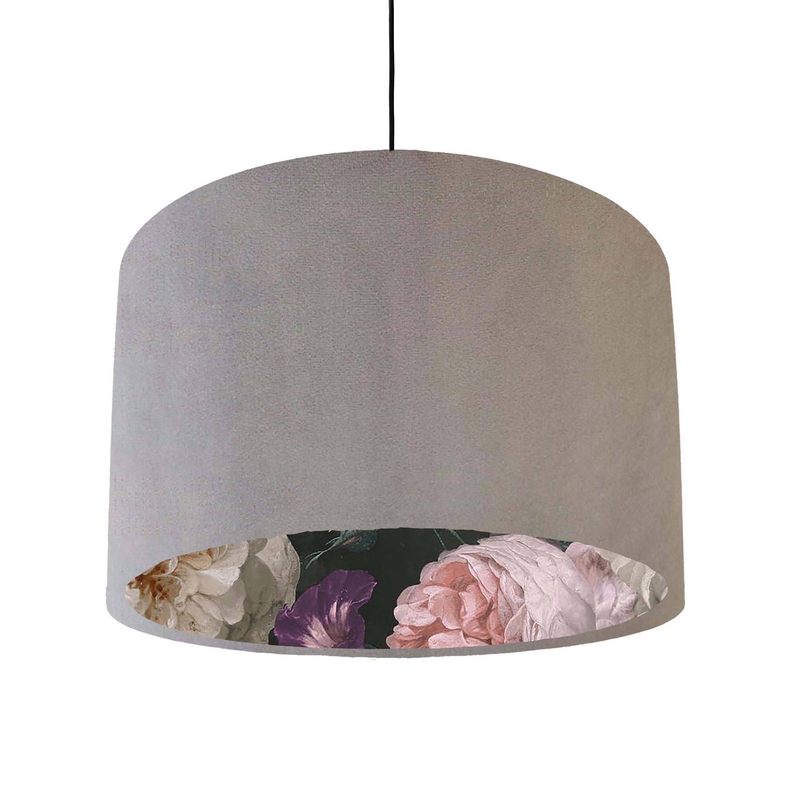 Grey velvet lampshade next Clearance