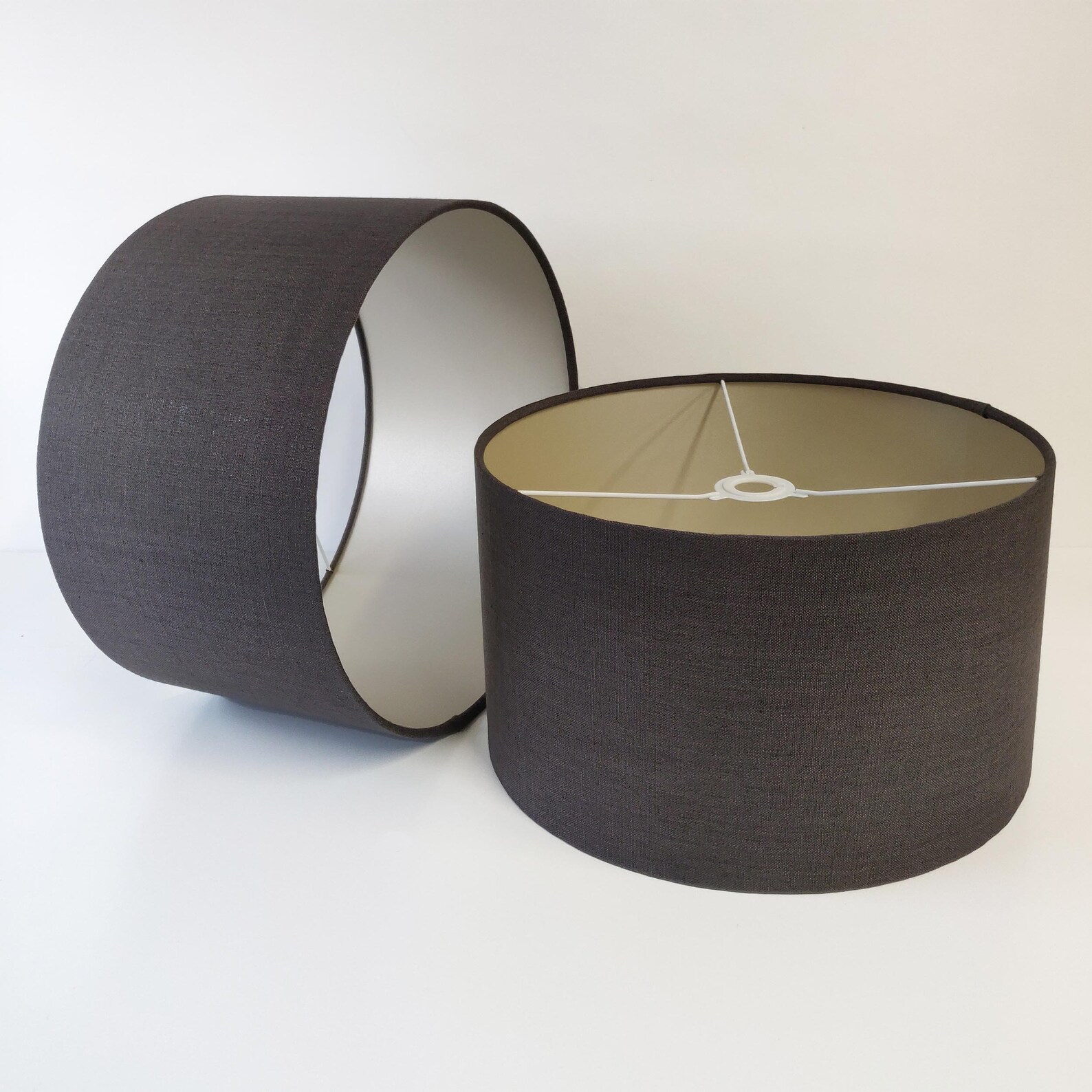 Charcoal Lampshade in Linen With Champagne Lining Etsy UK