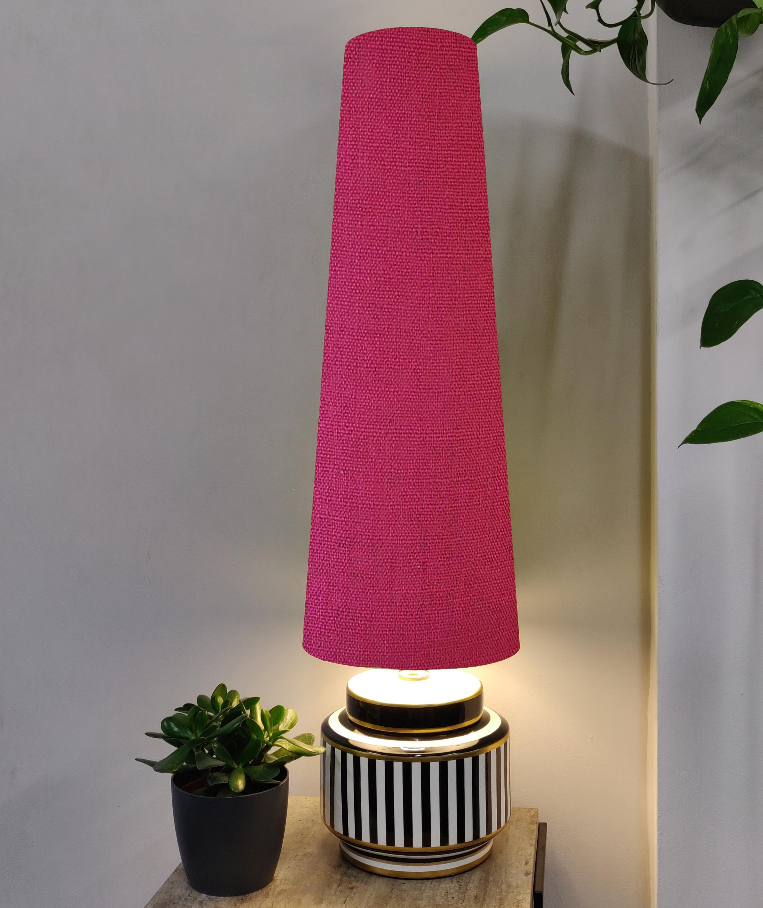 70cm Tall Pink Linen Slim Cone Lampshade Conical Fat Lamp Etsy UK
