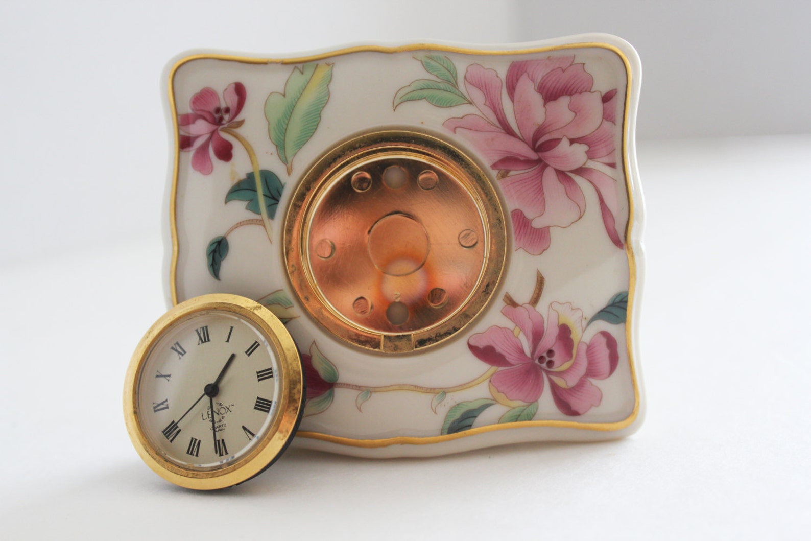 Vintage Lenox Floral Clock Etsy