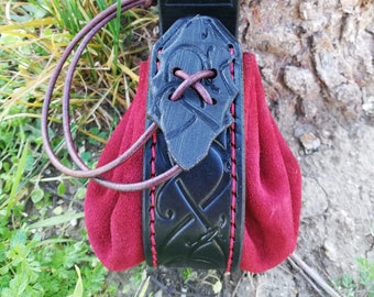 Viking Leather Belt Pouch – Medieval LARP Belt Pouch Urnes Style – Adventurer Gear