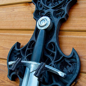 Tariff & fast shipping free! Wooden wall mount for hand and a half sword,LARP,COSPLAY,ATREZZO,display,stand,medieval, viking, metal, steel,
