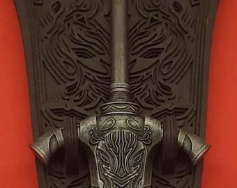 Artorias Shield Dark Souls big wooden stand for long sword, LARP, COSPLAY, DISPLAY, recreation stand, medieval, Viking, metal