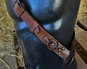 Dubbel gebruik leren riem, over de buste of als normale riem. Voor LARP, COSPLAY, PROPS middeleeuwse Viking-piraat Keltisch