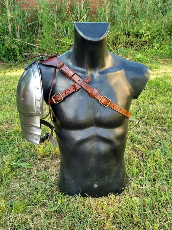 Harnais en cuir à porter seul ou avec épaulière pour LARP, COSPLAY