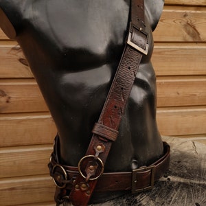 Double use leather belt, across the bust or as a normal belt. For LARP, COSPLAY, ATREZZO medieval viking pirate celtic image 2