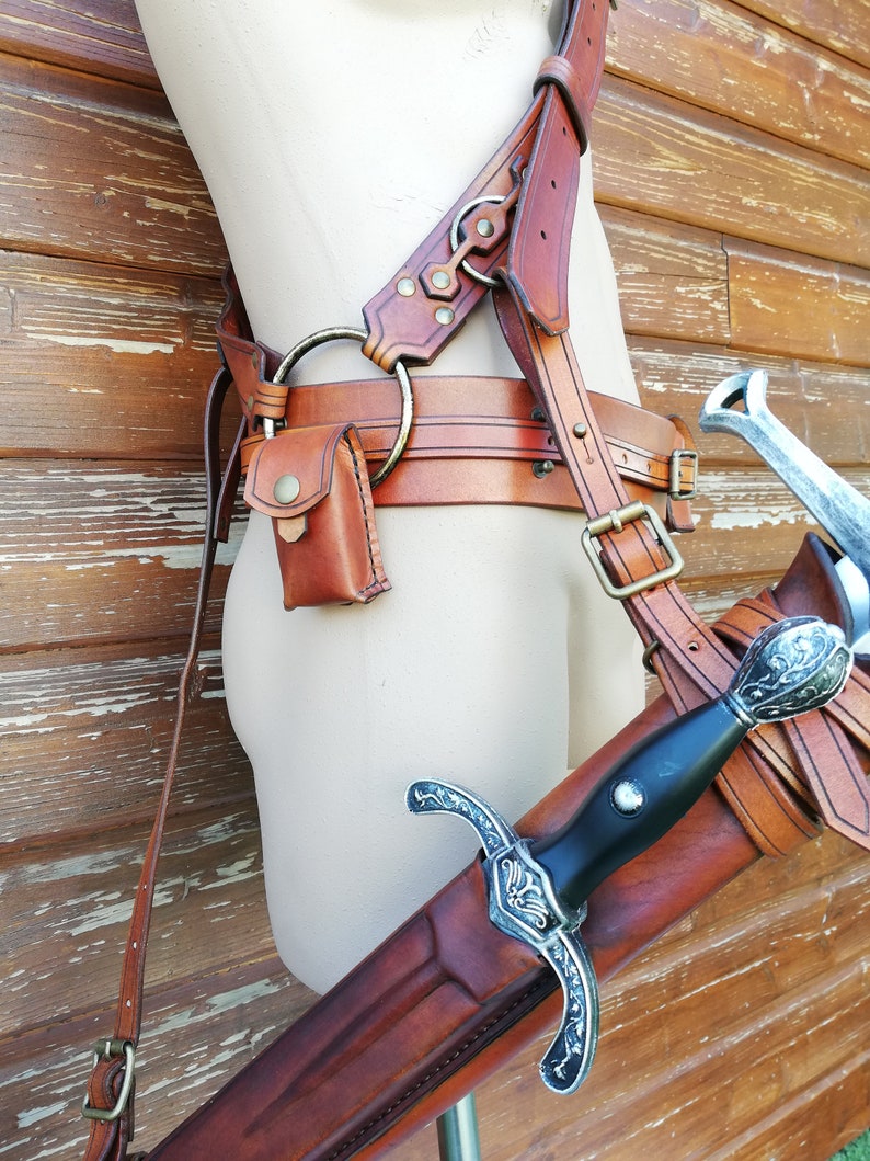 Full double scabbard sheath holster for sword and dagger with Etsy