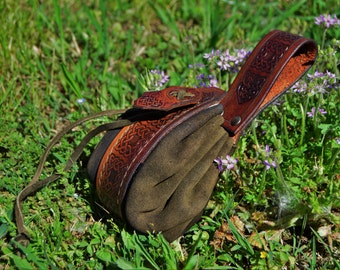 Celtic leather pouch bag medieval viking renaissance for LARP COSPLAY ATREZZO