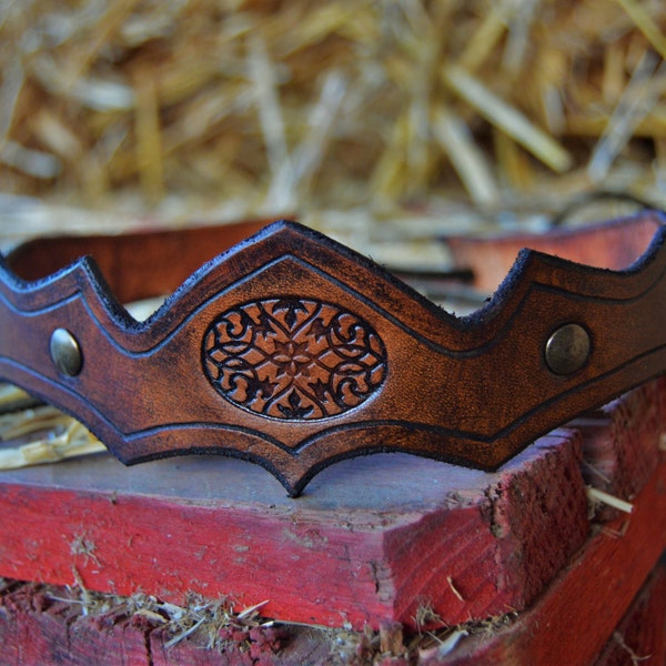 Diadème en cuir unisexe viking celtique médiéval pour LARP PROPS COSPLAY